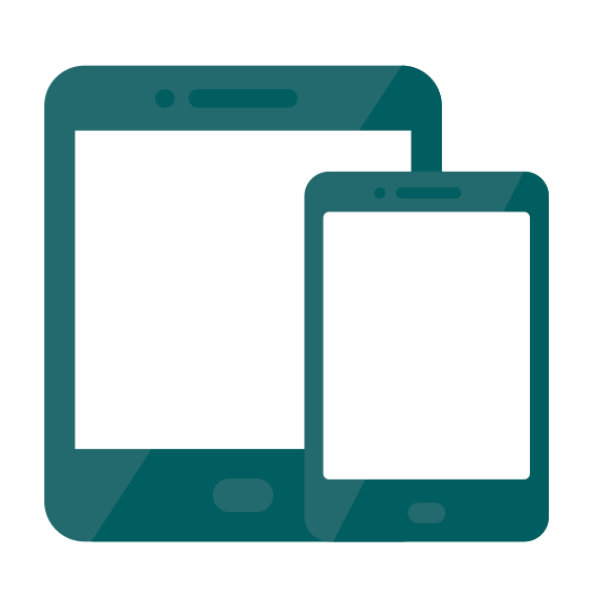 Icono plano en tonos turquesa de tablet y smartphone, representa diseño web responsive y optimización multiplataforma para una experiencia de usuario fluida.