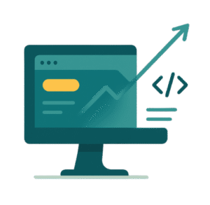 cono plano de estructura jerárquica con bloques conectados en tonos turquesa y dorado, simboliza la arquitectura de la información y el proceso de wireframing en diseño UX.